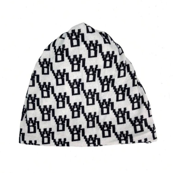 MONOGRAM KNIT BEANIE AND INFINITY NECK WARMER - WHITE BLACK PRINT 2 PIECE - Picture 3 of 6